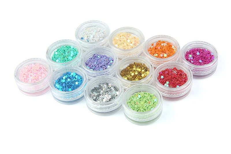 Minejin Nail Art Glitter Sequins Five Star 3D DIY Manicure Decals Decoration 12 Colors - Image 3